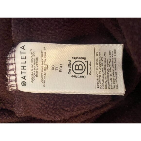 Athleta Burgundy Long Sleeve Coaster Luxe Soft Oversized Sweatshirt XS - Picture 6 of 6
